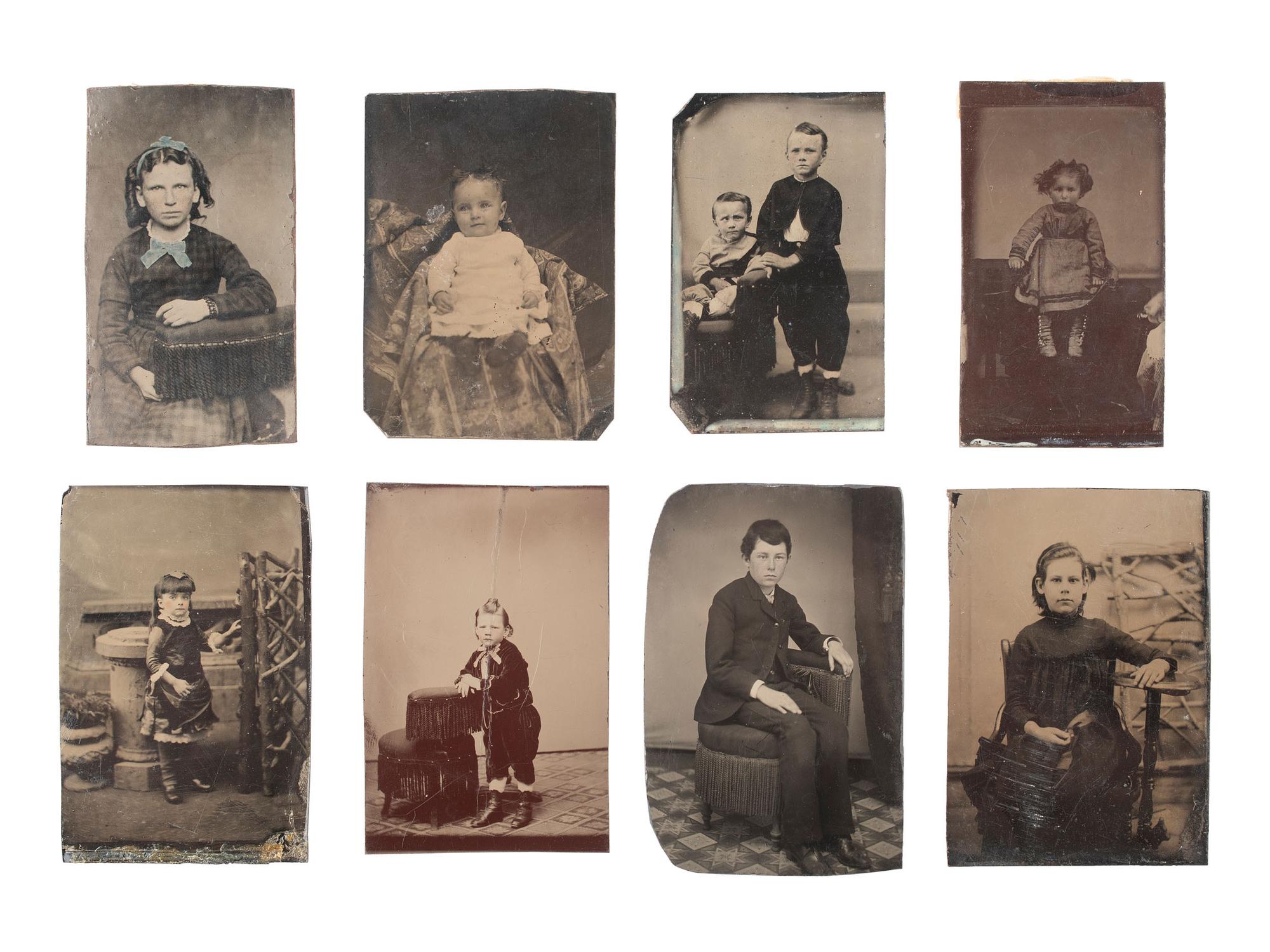 [EARLY PHOTOGRAPHY]. 50+ tintypes of children and families, incl. African American child.