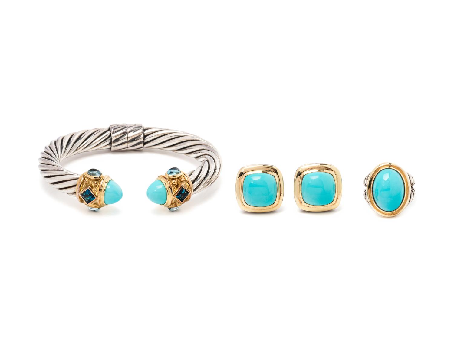 DAVID YURMAN, COLLECTION OF STERLING SILVER, YELLOW GOLD AND TURQUOISE JEWELRY