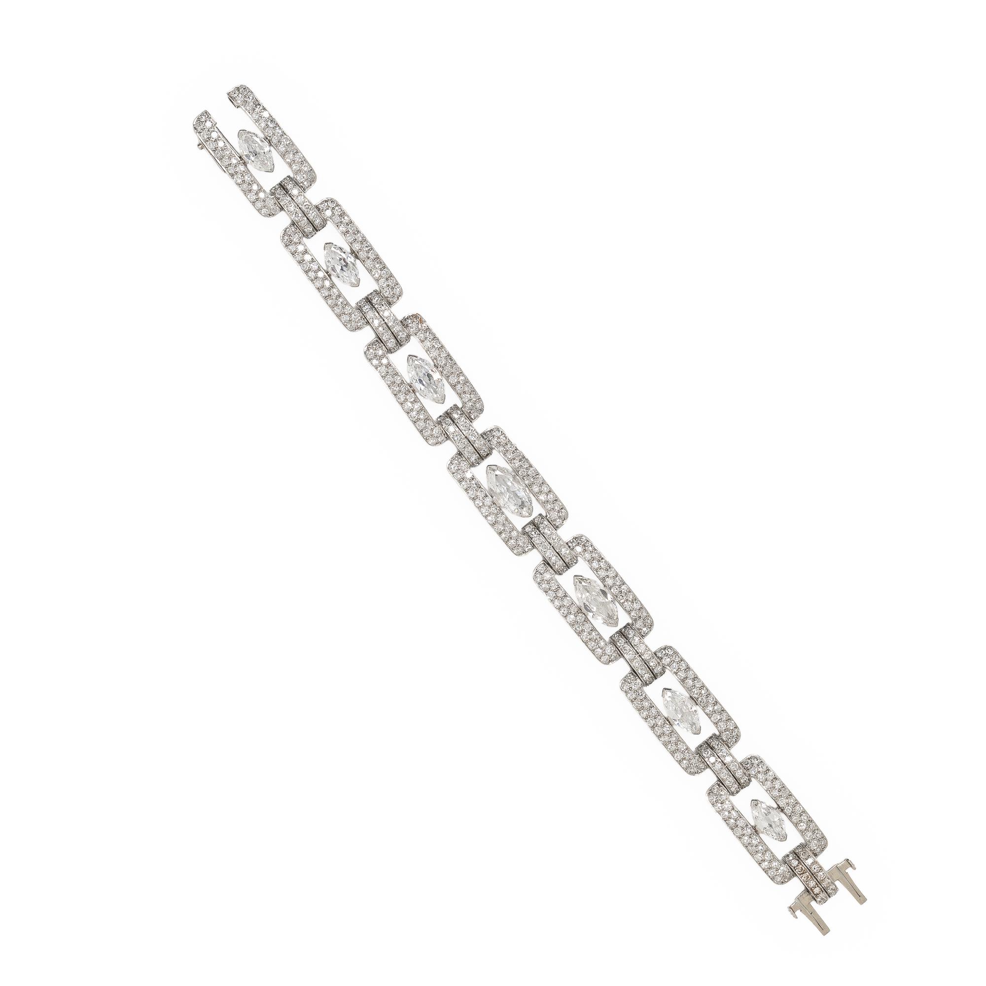 CHARLTON & CO., ART DECO, DIAMOND AND PLATINUM BRACELET