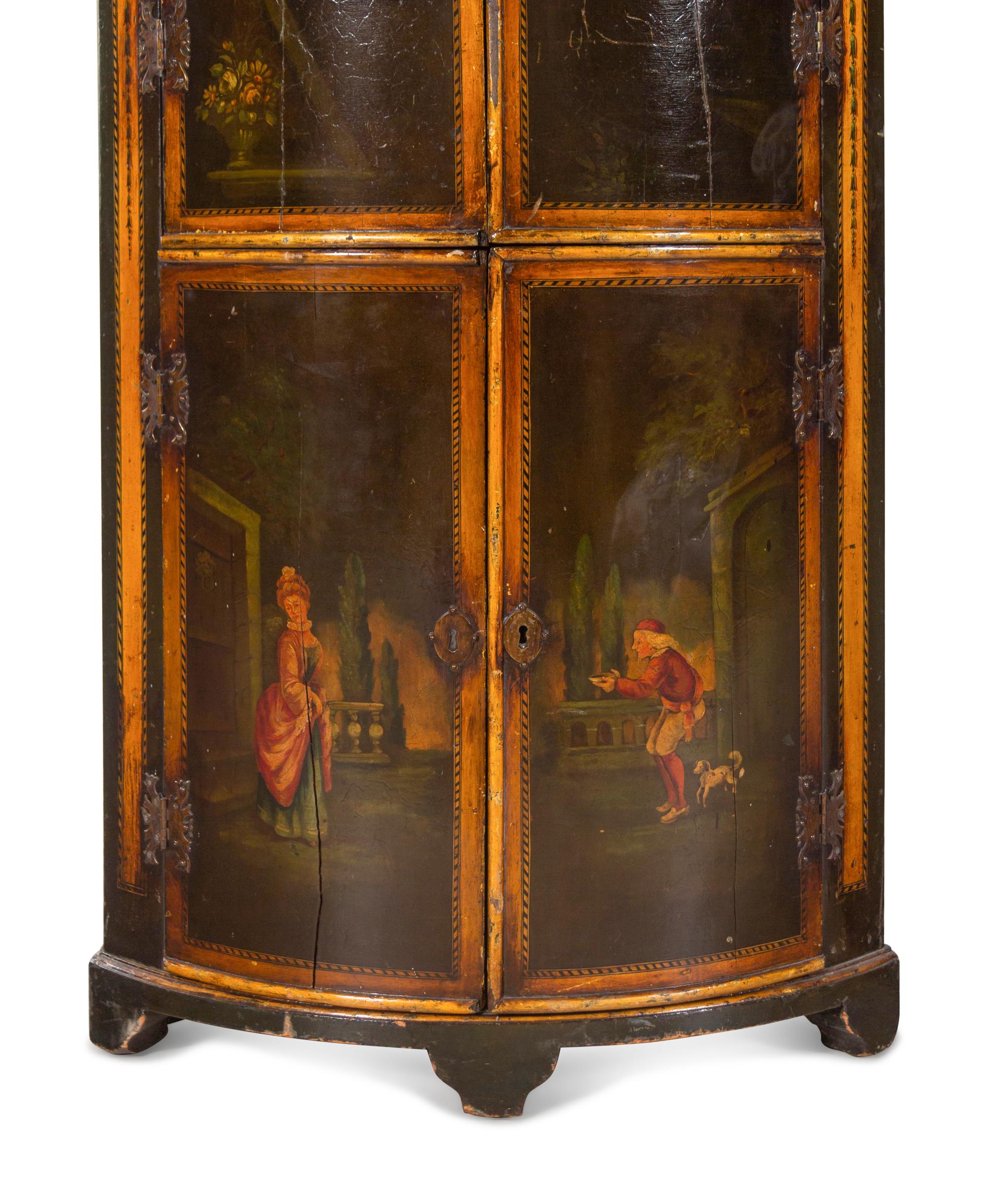 A Pair of Continental Painted Corner Cabinets