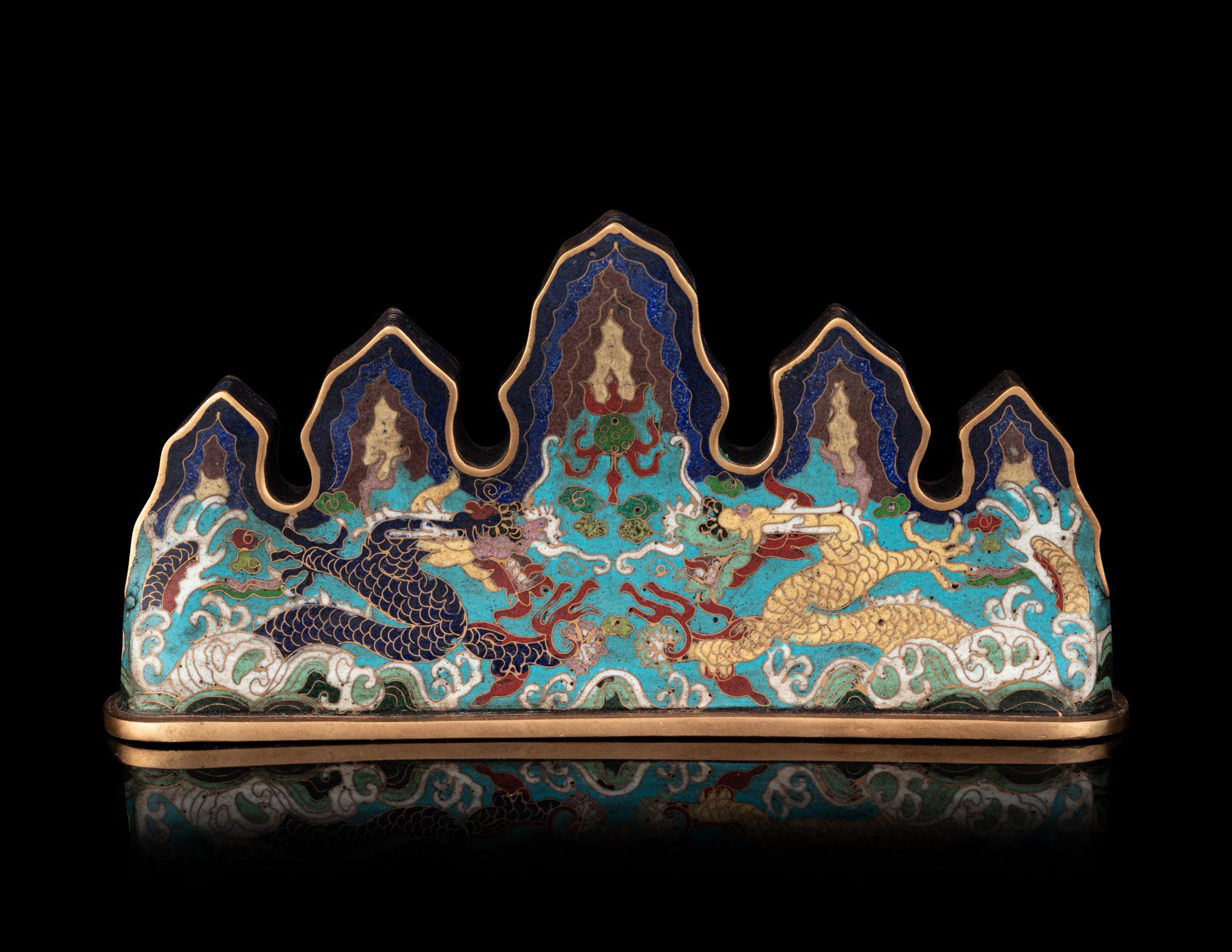 A Chinese Cloisonné Enamel Brushrest