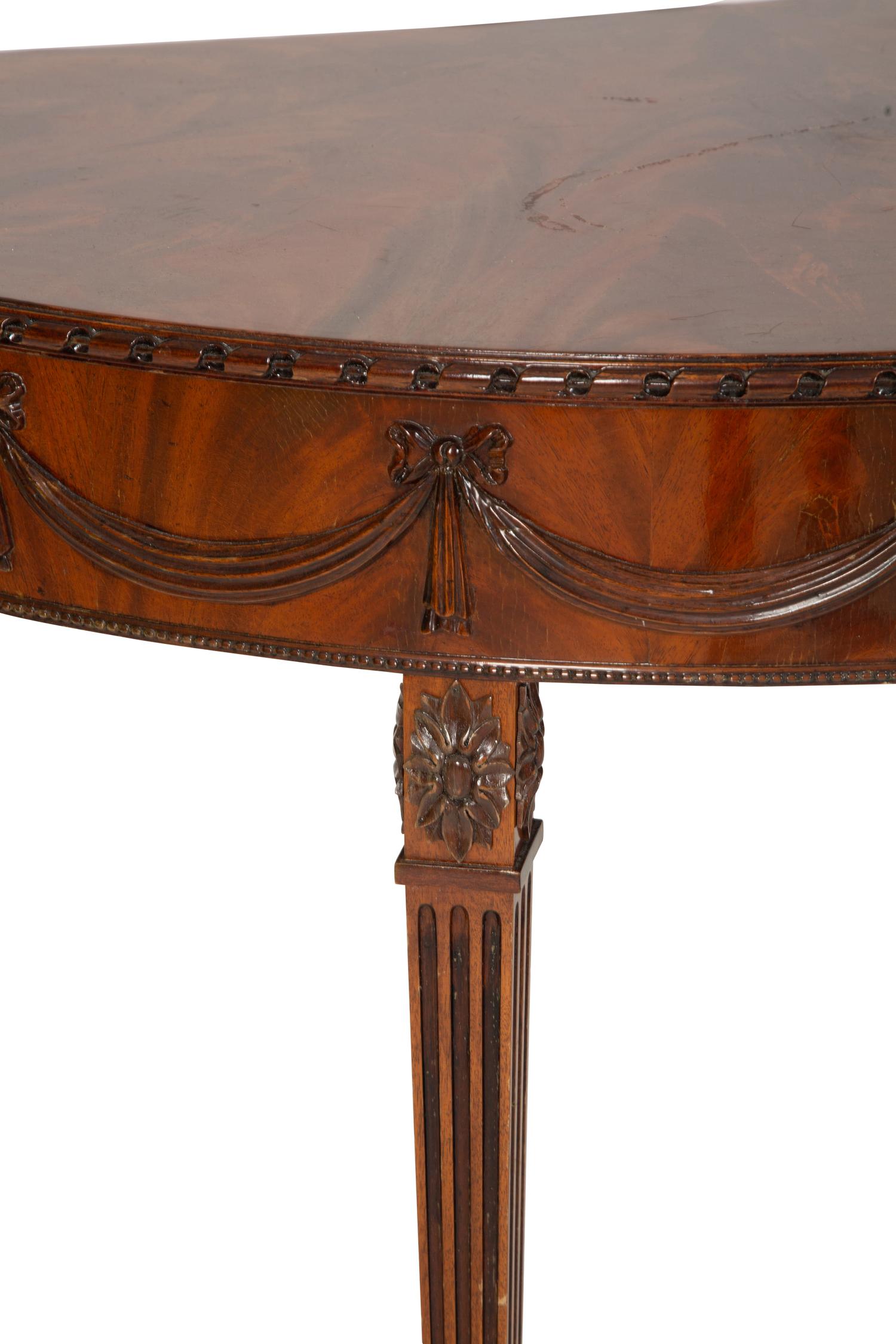A George III Style Mahogany Demilune Console Table