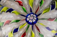 A Four-Color Ribbon and Latticino Twist Crown Glass Paperweight