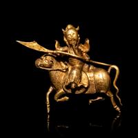 A Chinese Miniature Gold Figure of Guanyu, Qing Dynasty 清 金關公飾件