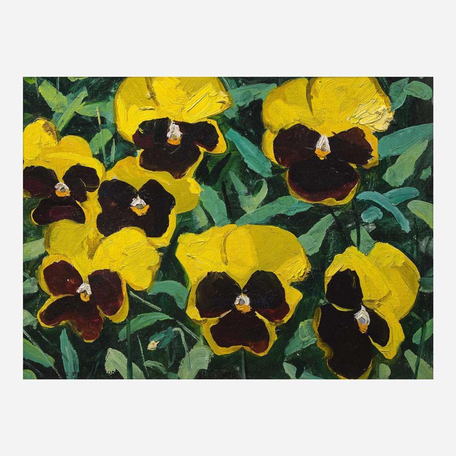 Jane Peterson (American, 1876–1965) Still Life with Yellow and Black Pansies
