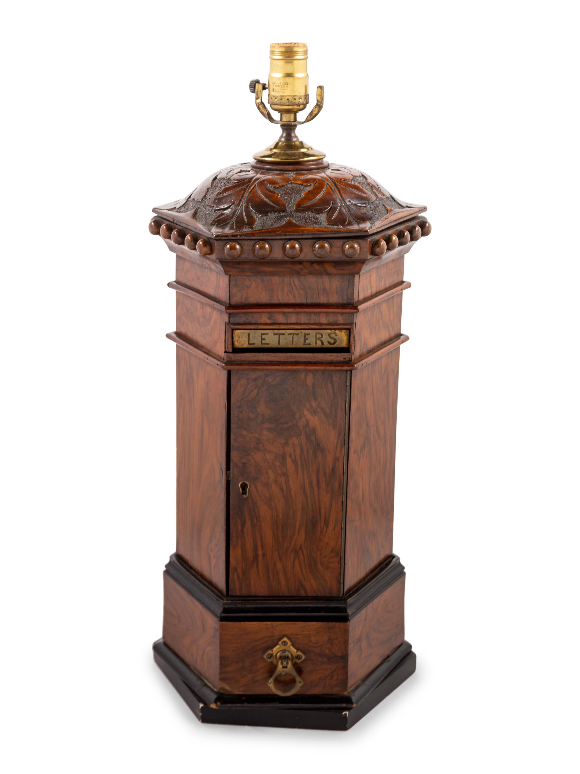 A Pair of English Mahogany Letterboxes Converted to Lamps