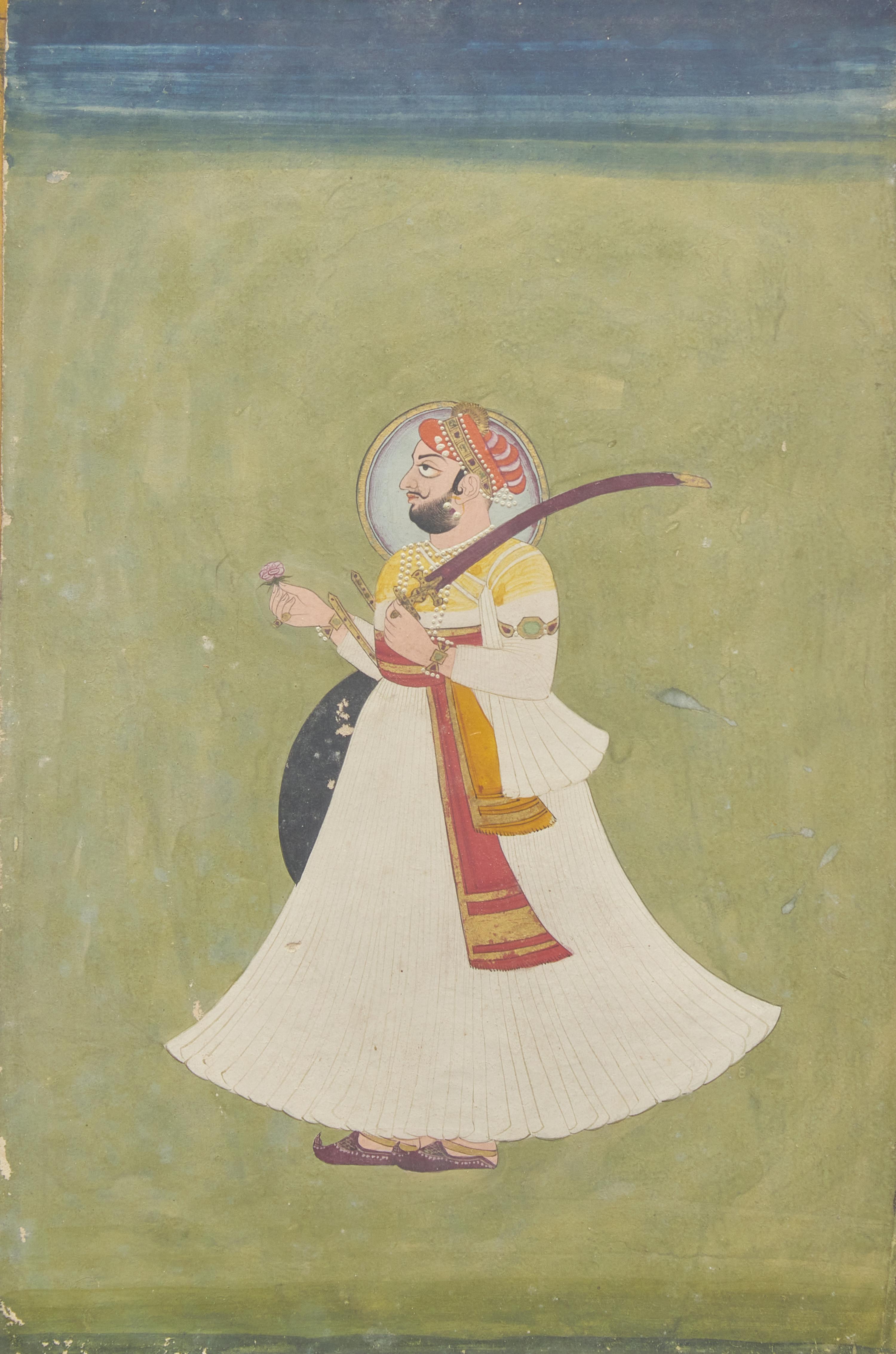 A Portrait of a Maharaja, India, Rajasthan, Jodhpur Style, Second Half of 19th Century 十九世紀下半葉 拉賈斯坦齋普爾派國王肖像