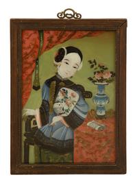 Three Chinese Reverse Glass Paintings on Glass