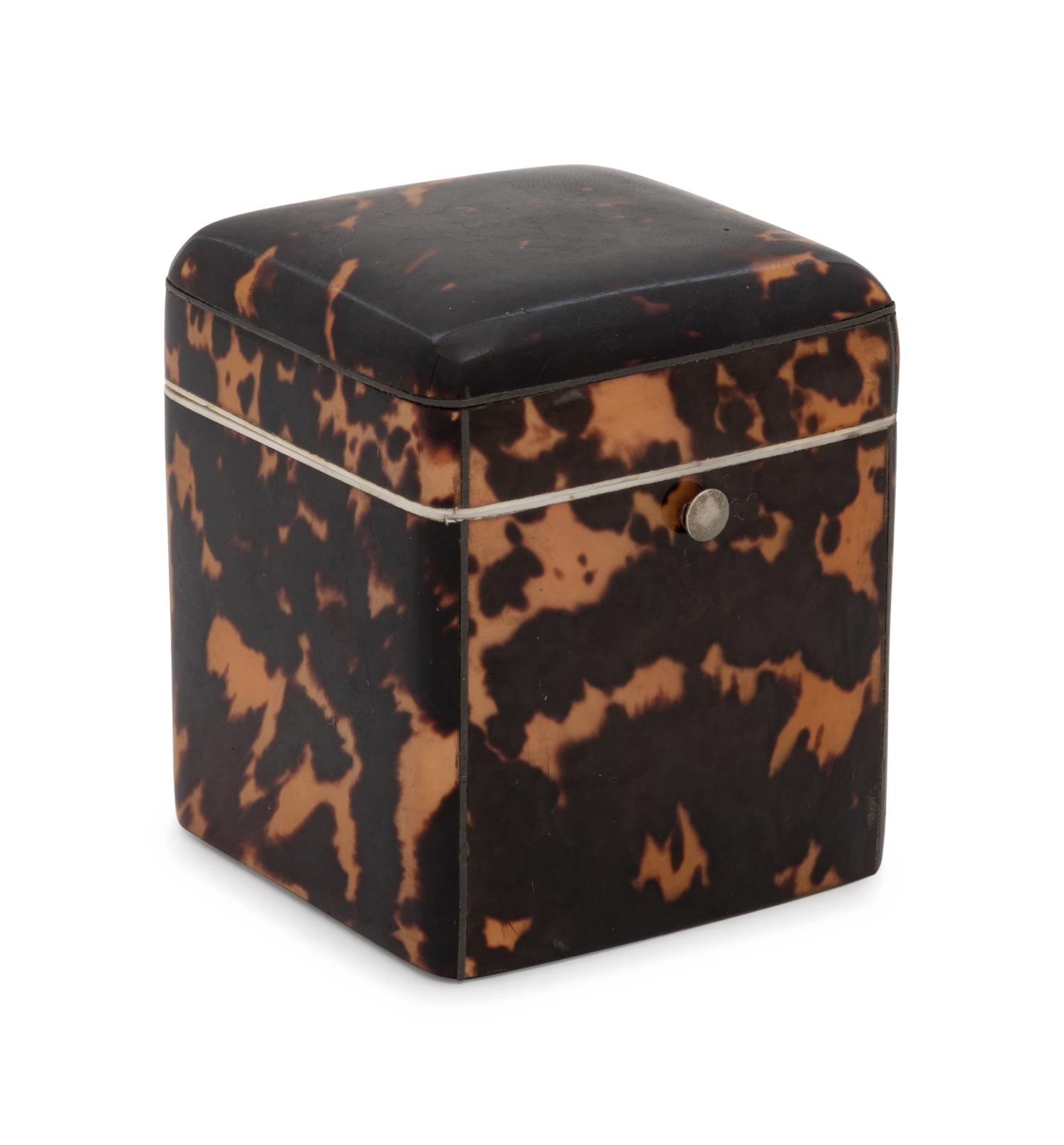 An English Tortoise Shell Veneered Tea Caddy