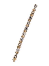 BICOLOR GOLD, DIAMOND AND SAPPHIRE BRACELET