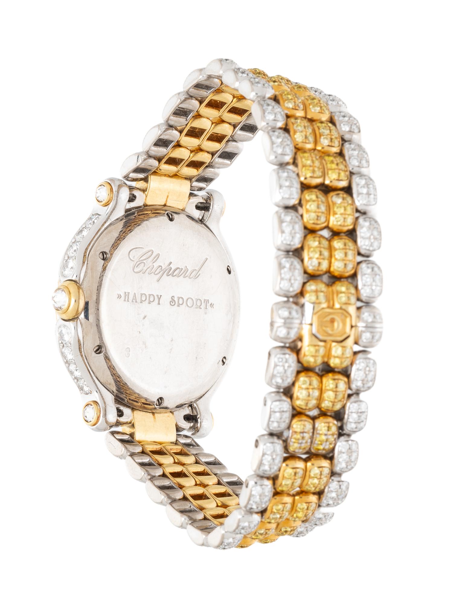 CHOPARD, REF. S27/6181-29 18K WHITE AND YELLOW GOLD WITH WHITE AND YELLOW DIAMONDS 'HAPPY SPORT' DATE WATCH WITH MOTHER-OF-PEARL DIAL