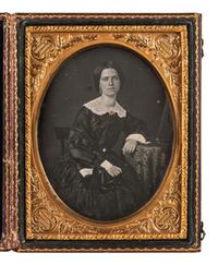 [EARLY PHOT.]. 2 daguerreotypes of attractive subjects, incl. father with children & young woman.