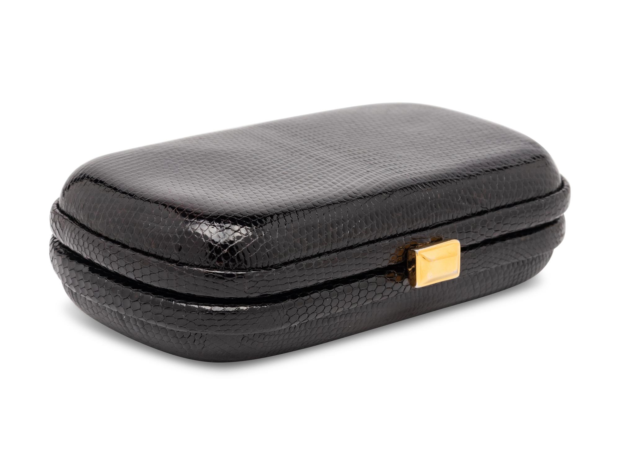 BOTTEGA VENETA, BLACK LIZARD CLUTCH