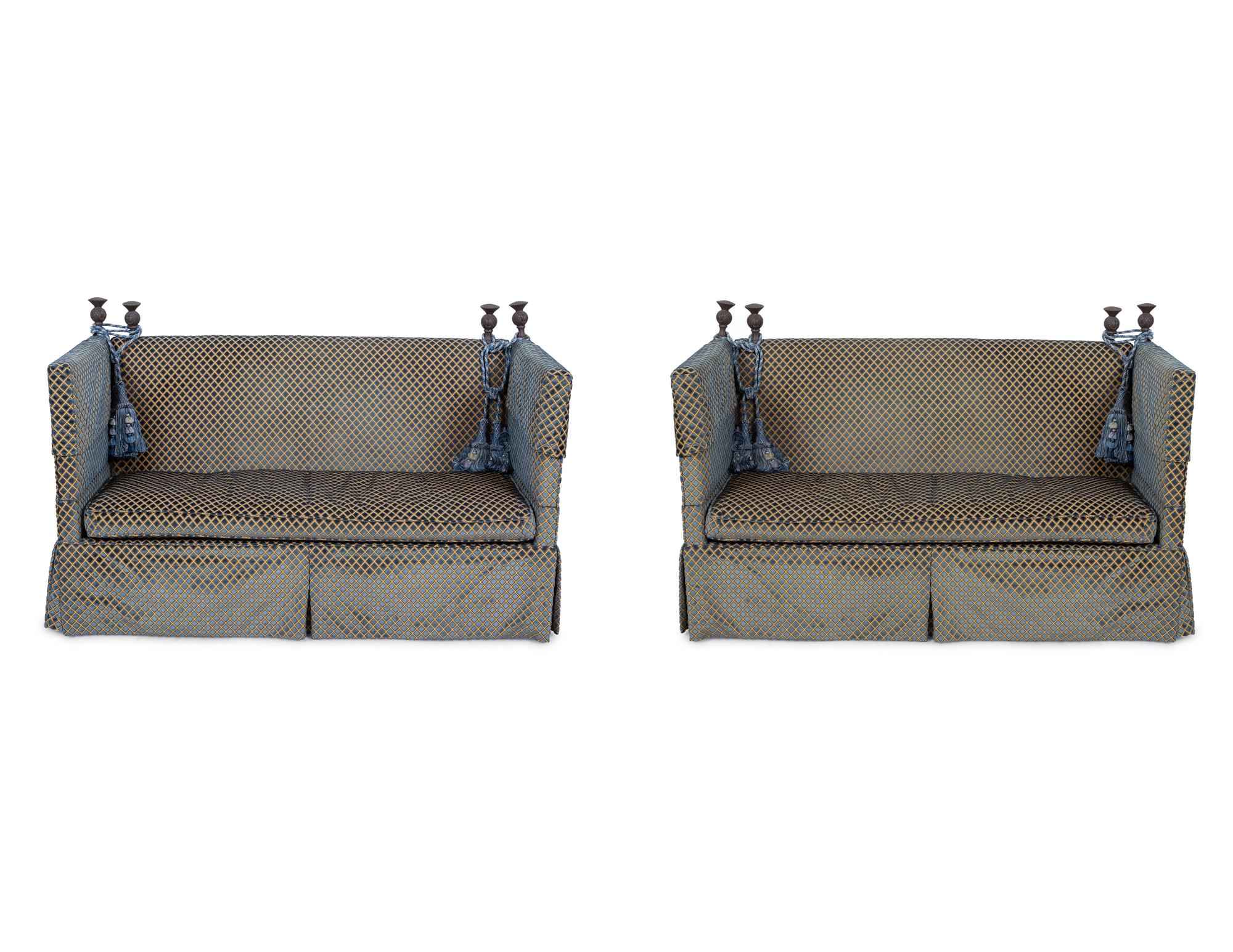 A Pair of Custom Upholstered Knole Sofas