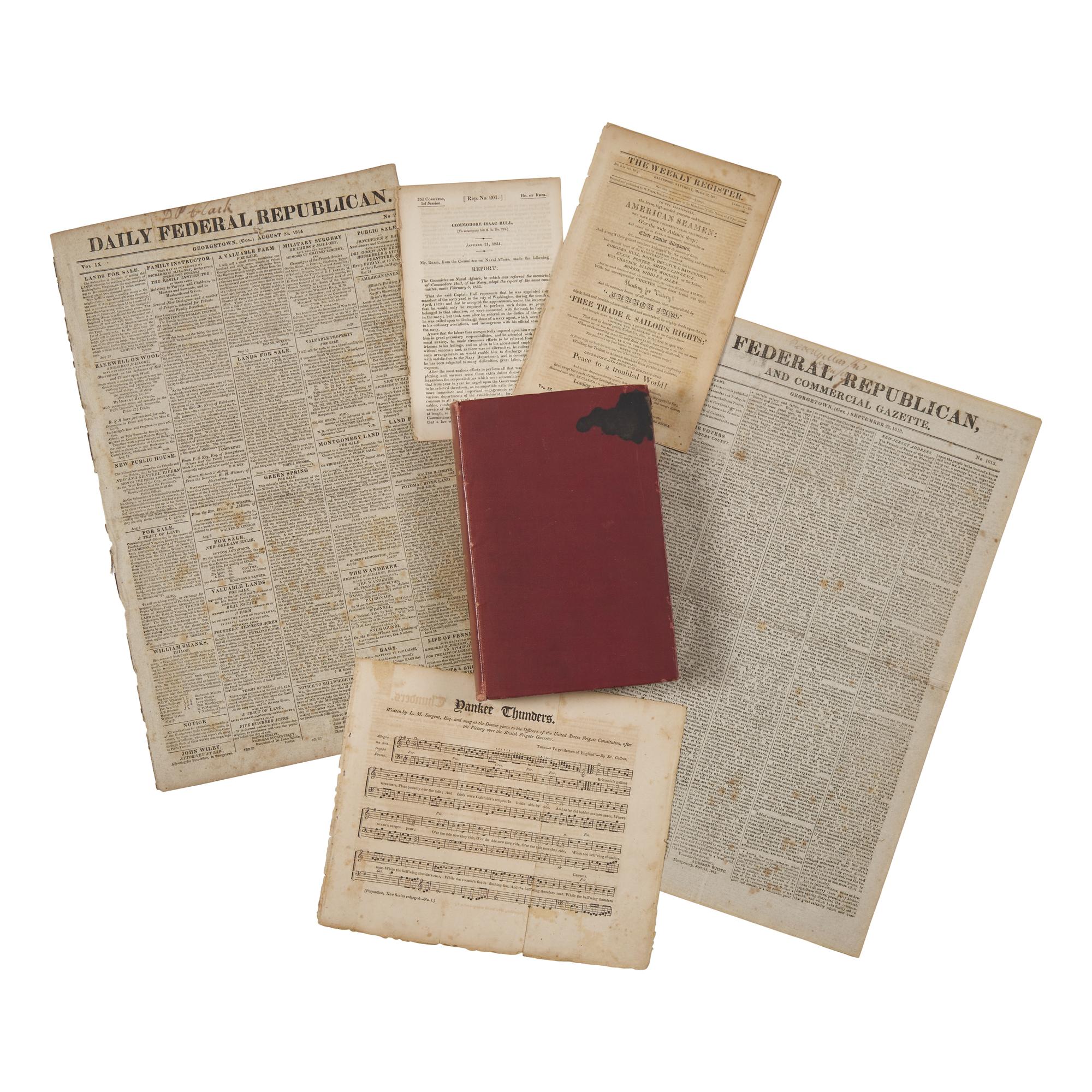[War of 1812] The Weekly Register , Commodore Isaac Hull's Copy, with Extensive Coverage of the War of 1812, and more