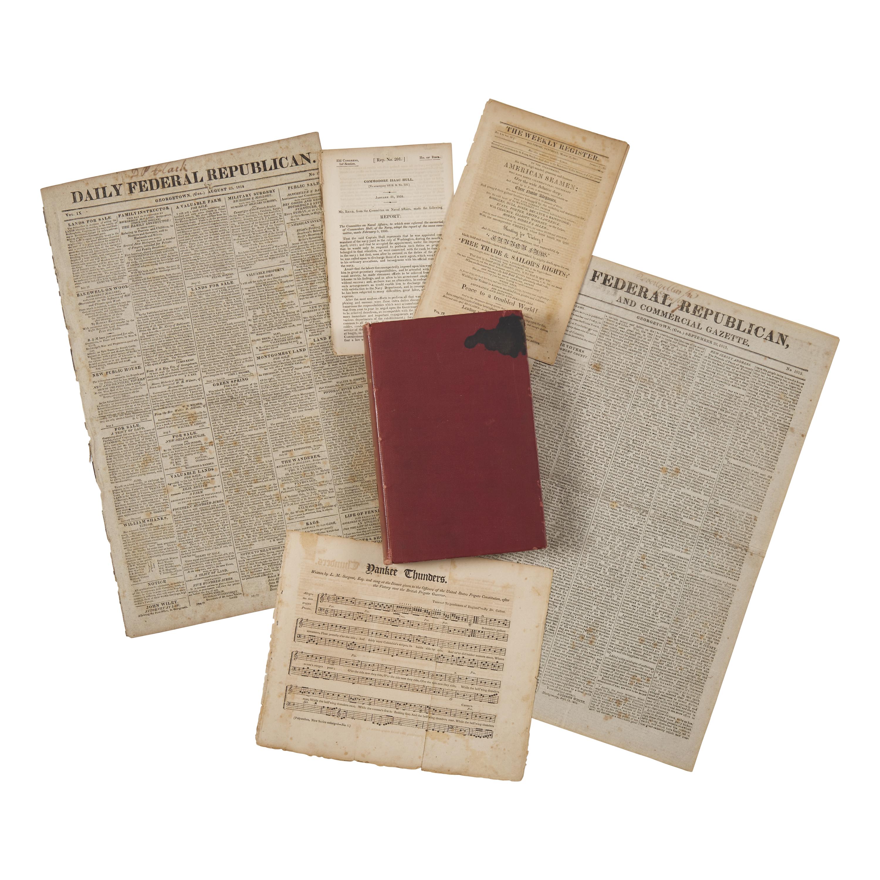 [War of 1812] The Weekly Register , Commodore Isaac Hull's Copy, with Extensive Coverage of the War of 1812, and more