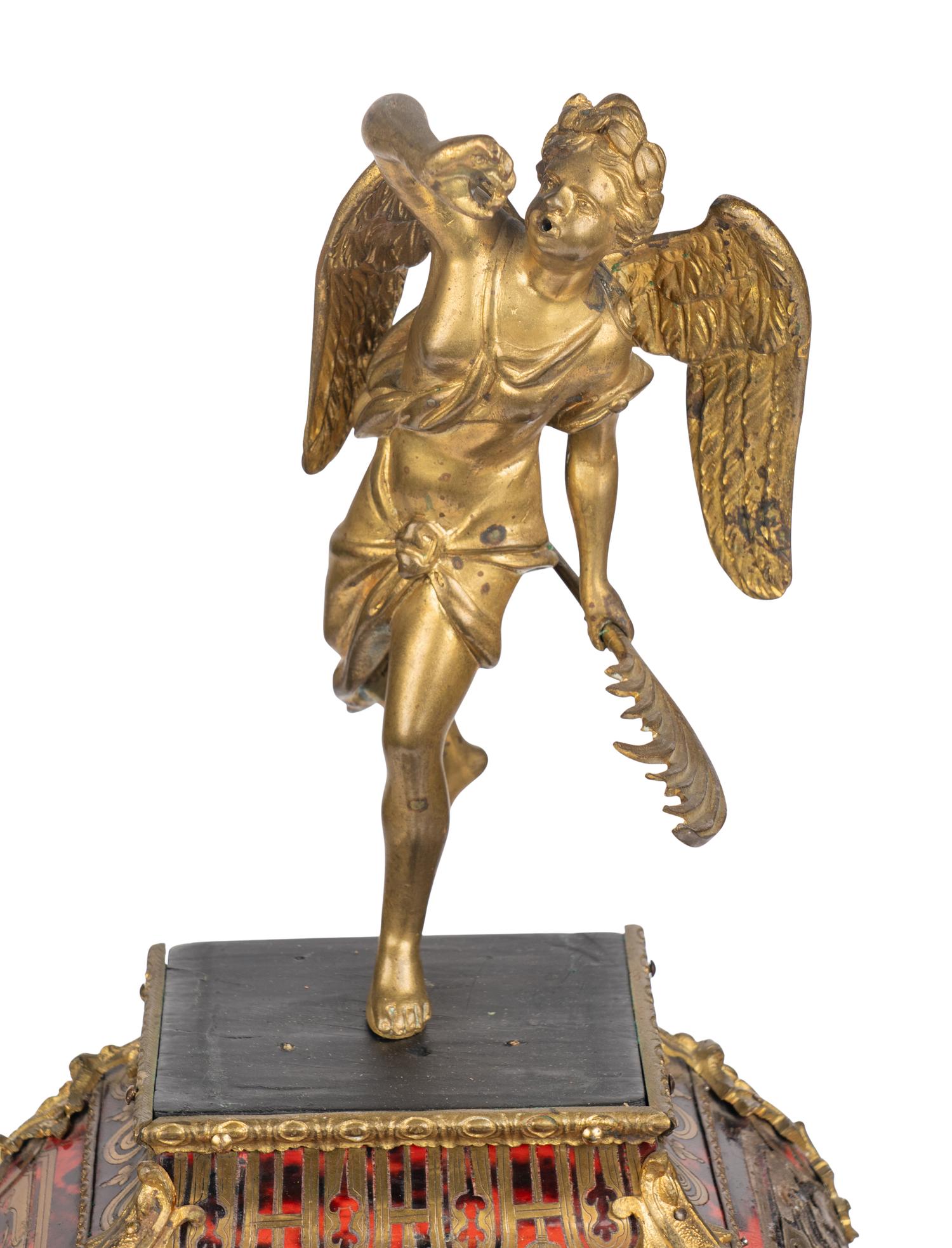 A Napoleon III Gilt Bronze and Boulle Marquetry Mantel Clock
