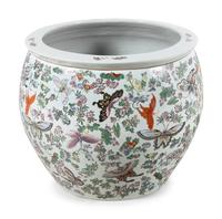 A Chinese Famille Rose Porcelain 'Butterfly' Fish Bowl