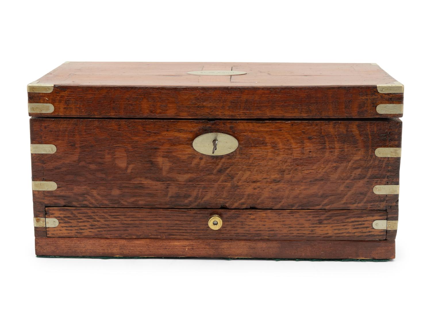 A Regency Brass Mounted Oak Cased Drawing Set