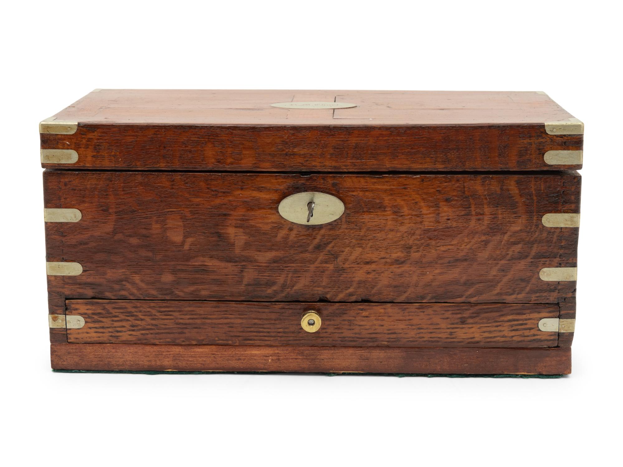 A Regency Brass Mounted Oak Cased Drawing Set
