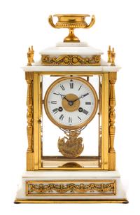 A French Gilt Bronze Mounted Marble Regulator Clock Height 15 inches. — 19TH/20TH CENTURY