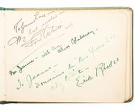 [ENTERTAINMENT] -- [SPORTS]. Autographs from actors, illustrators, and journalists, comprising: