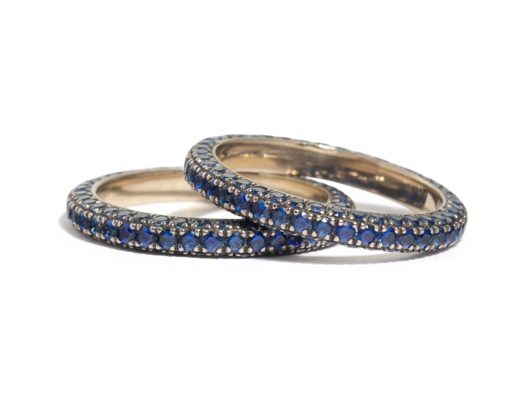 PAIR OF PAVÉ SAPPHIRE ETERNITY BANDS