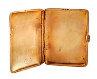 A German Enameled Silver Cigarette Case, Late 19th/Early 20th Century, the lid decorated with a nude figure bathing in a brook.