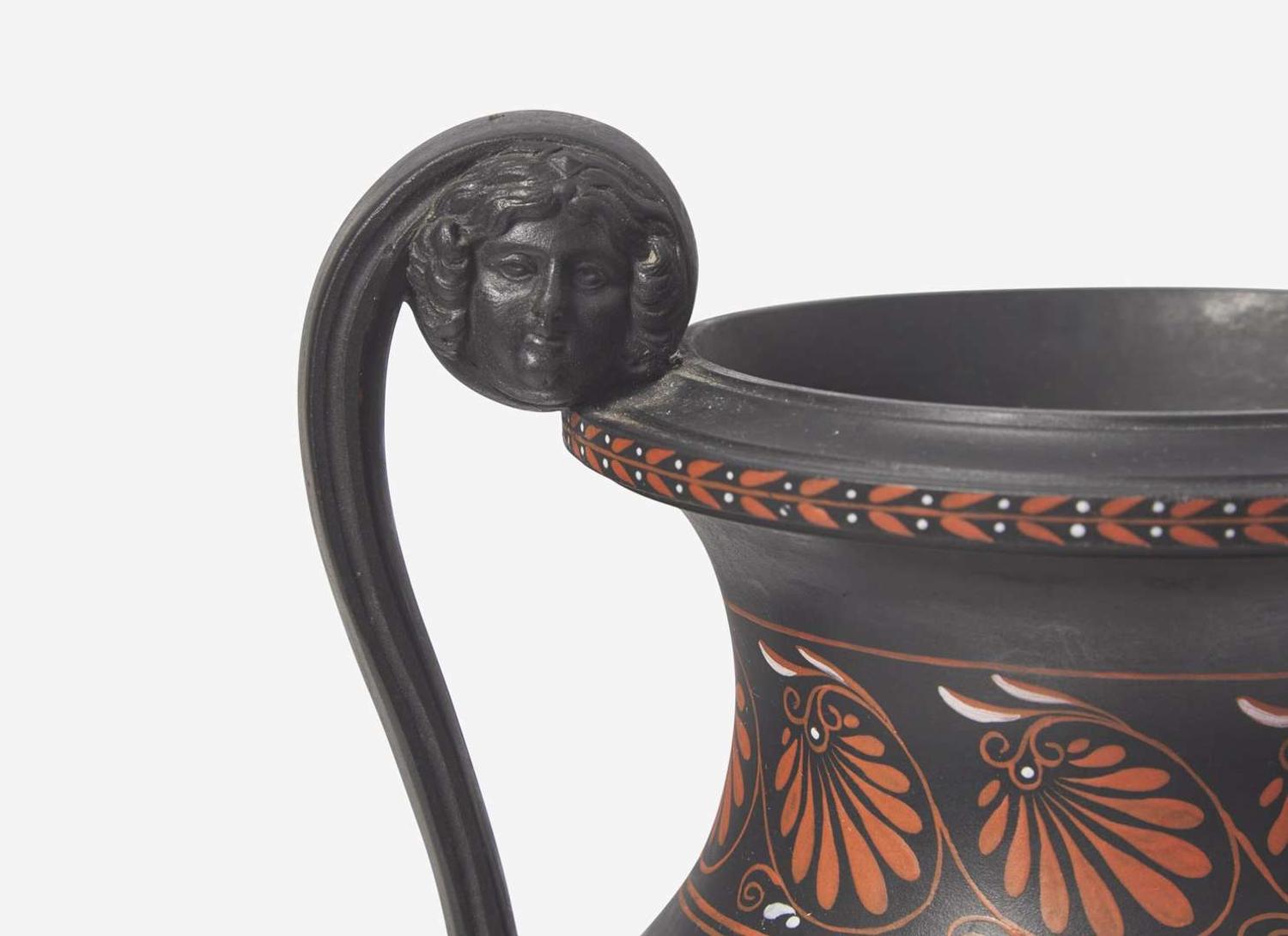 A Wedgwood Encaustic Decorated Black Basalt Vase, UK, circa 1800