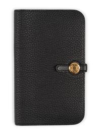 Hermès Black Leather Wallet, 2012 and Hermès Shearling Gloves