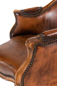 A Louis XV Leather Upholstered Bergère