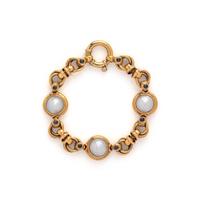 YELLOW GOLD, CULTURED MABE PEARL AND SAPPHIRE BRACELET