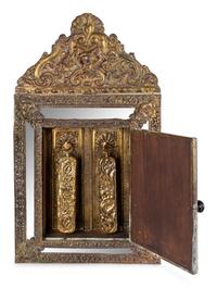 A Dutch Baroque Style Repousséd Brass Bride's Vanity Mirror — 19TH CENTURY