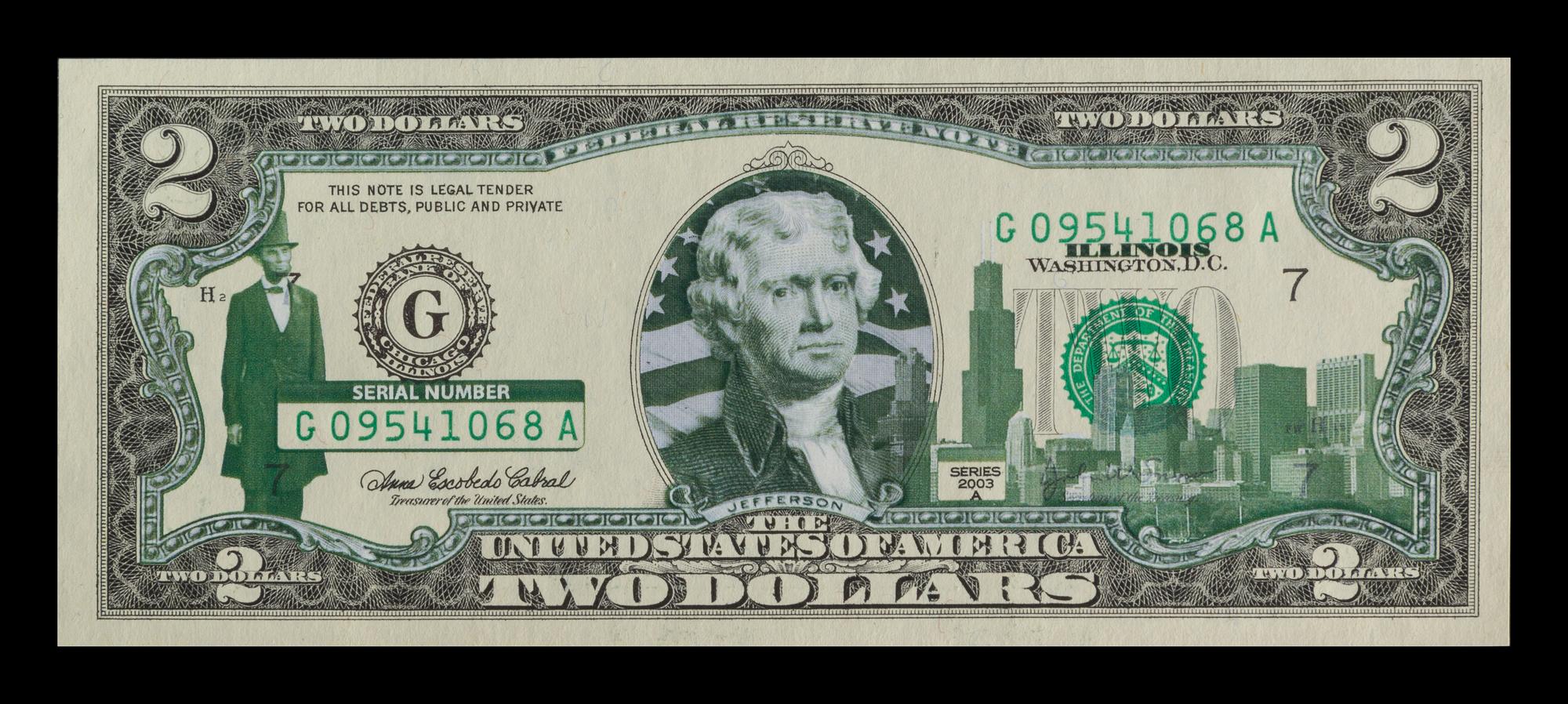 A Collection of Twenty-Five United States Colorized $2 Federal Reserve Notes