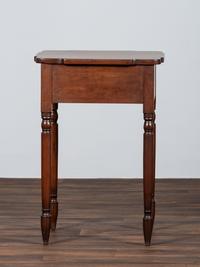 A Late Federal Carved Cherrywood and Tiger Maple One-Drawer Work Table