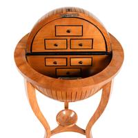 A Biedermeier Part-Ebonized Fruitwood Globe-Form Work Box