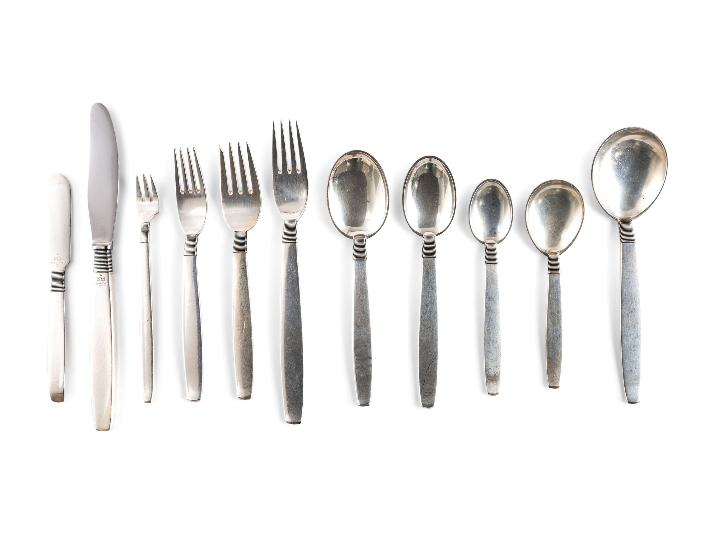 A Frantz Hingelberg Silver Flatware Service