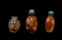 Three Chinese Banded Agate Snuff Bottles