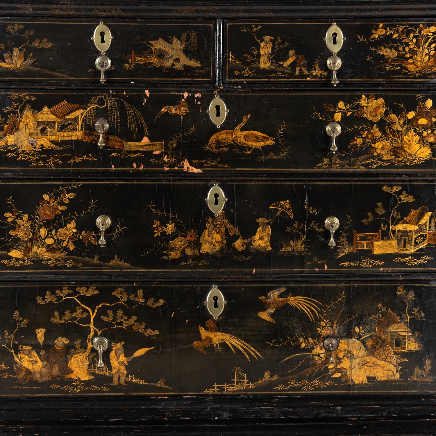 A Queen Anne Black-Japanned High Chest