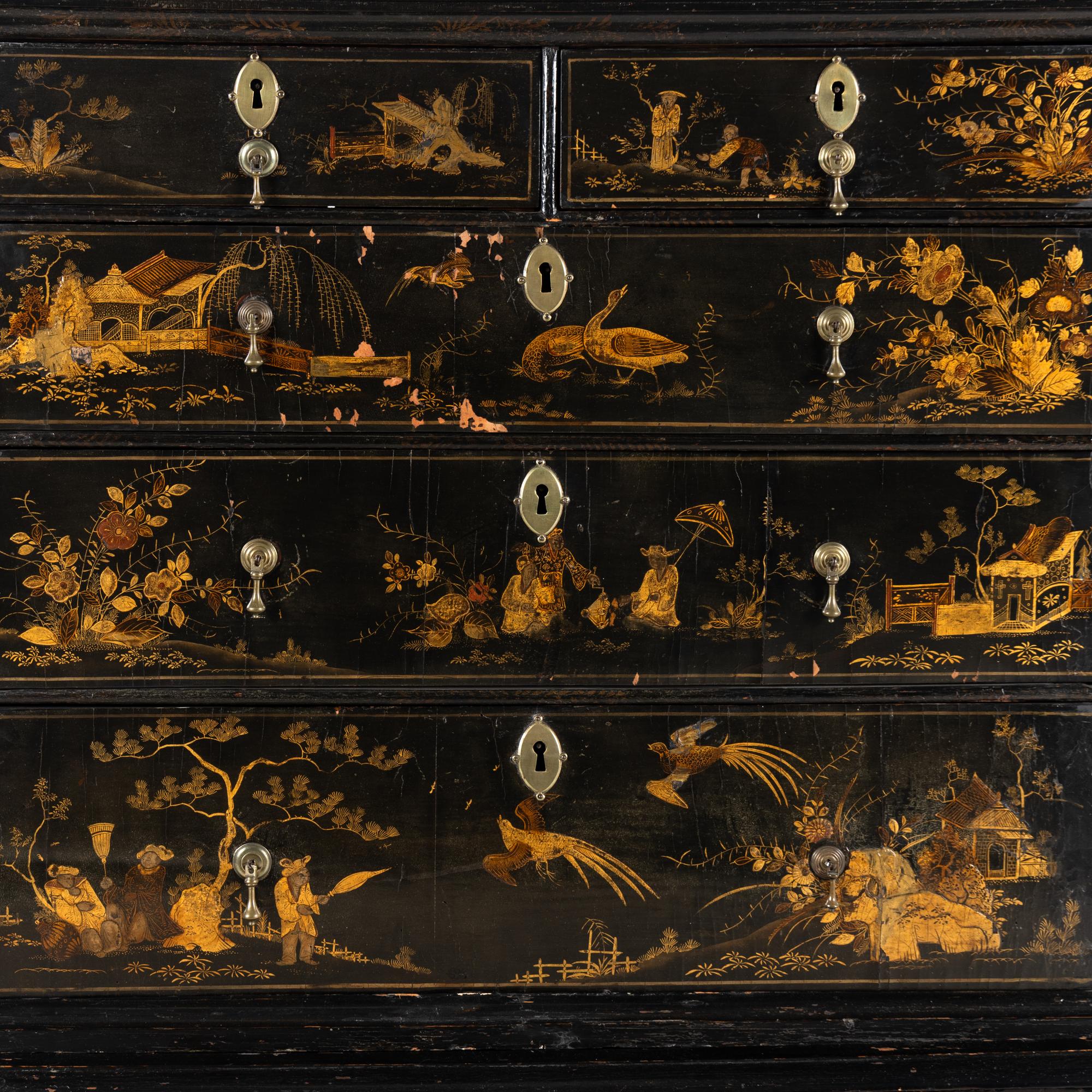 A Queen Anne Black-Japanned High Chest