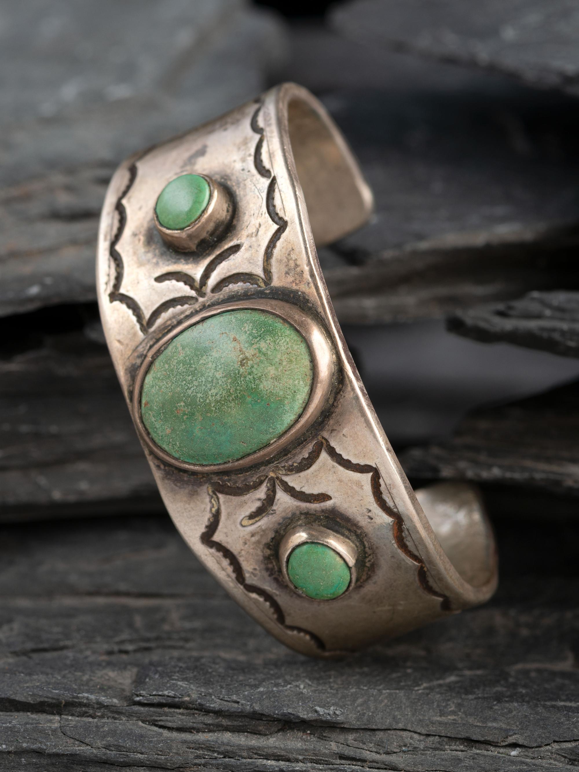 Navajo Silver and Turquoise Cuff Bracelet