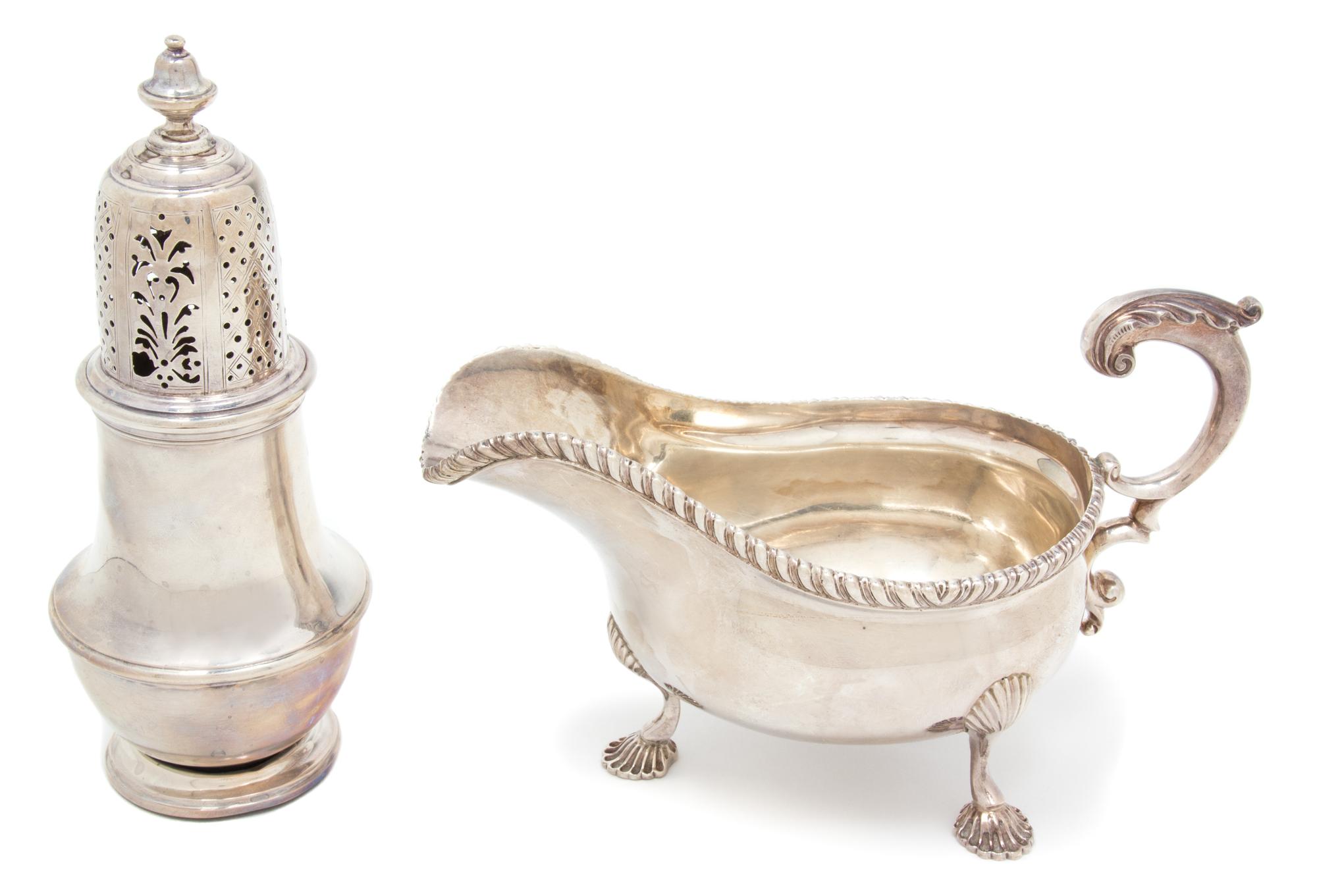 Two George V Silver Articles, , comprising: a castor, London, 1912 a sauce boat, London, 1925