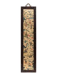 Eight Chinese Embroidered Silk Panels