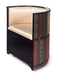 A Design Toscano Nettlestone Library Table and Nested Barrel Chair Set