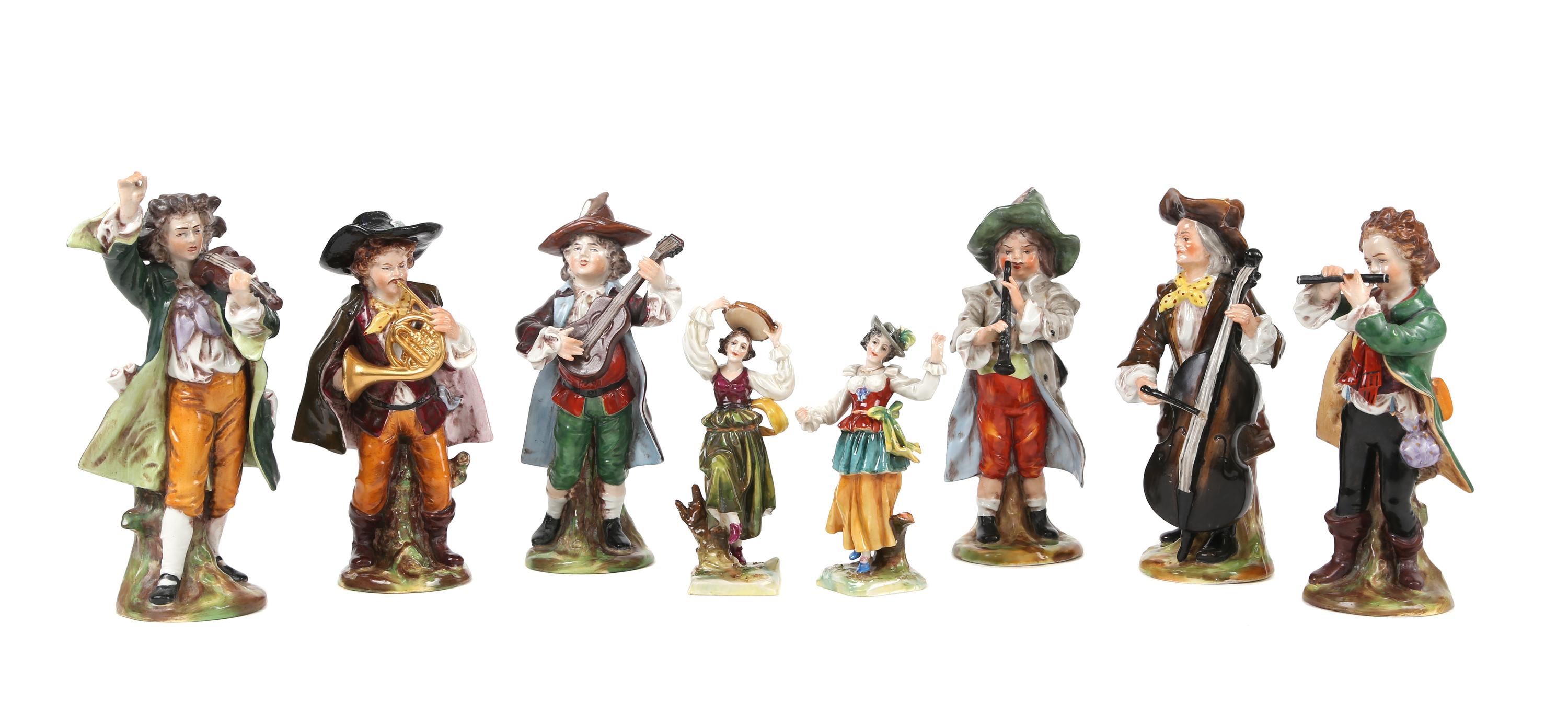 A Group of Eight Capo-di-Monte Porcelain Figures Height of tallest 7 1/4 inches. — 19TH CENTURY