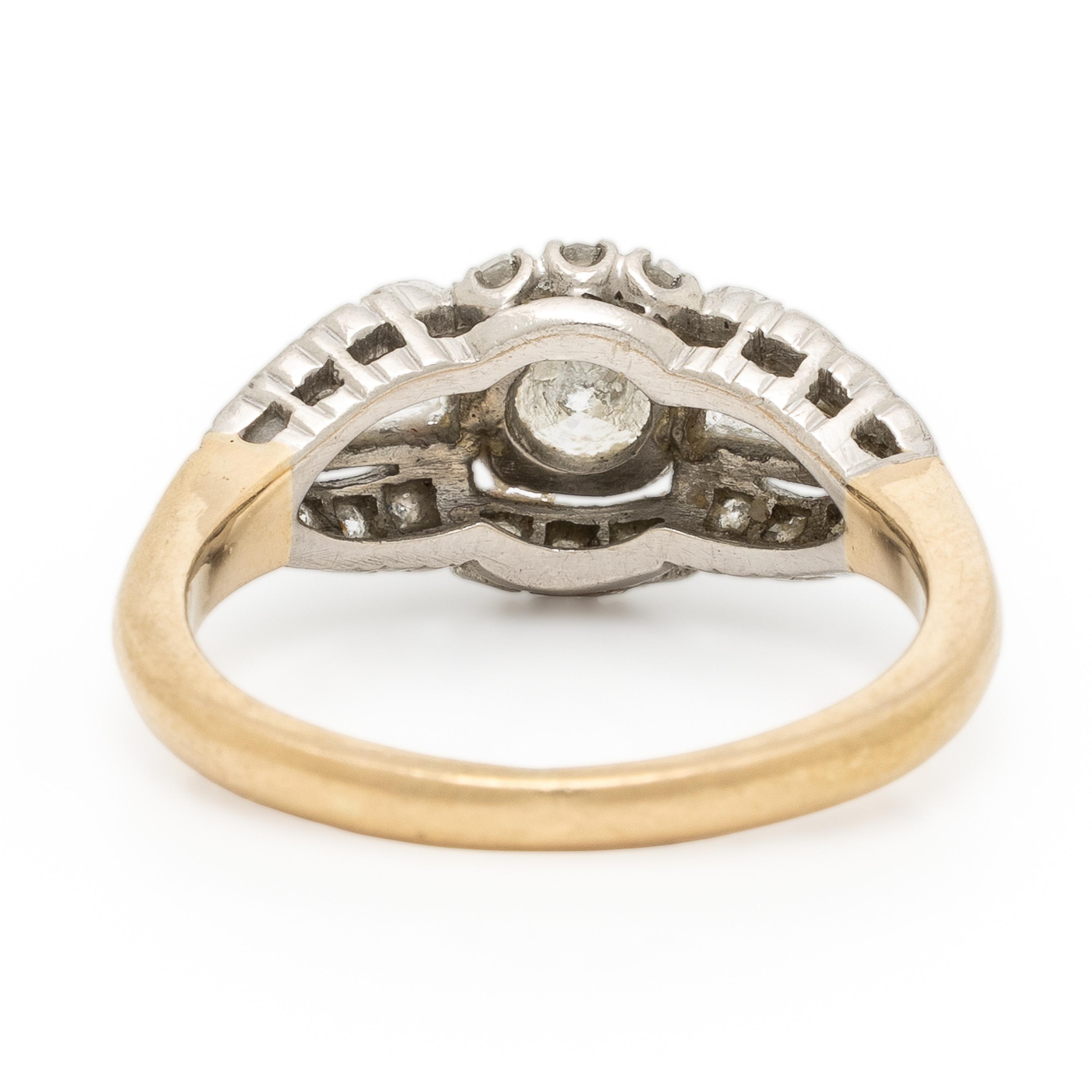 Diamond, Platinum, and Yellow Gold Ring