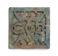 A Chinese Bronze Square Mirror
