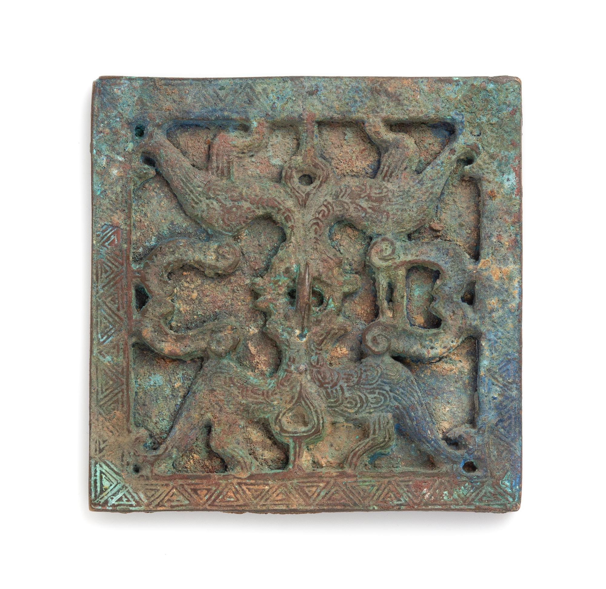 A Chinese Bronze Square Mirror