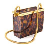 A Chanel Tortoiseshell Evening Bag, 5"x 4.5" x 2"; Strap drop: 22".