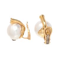 CULTURED SOUTH SEA PEARL AND DIAMOND EARCLIPS